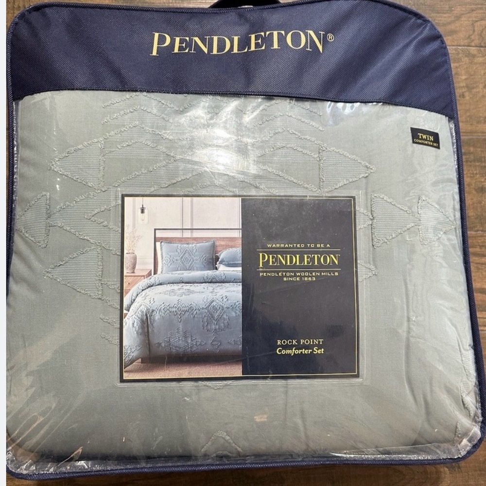 Pendleton Skywalkers Quilted Comforter Set Twin Gray 100% Cotton, BRAND NEW
